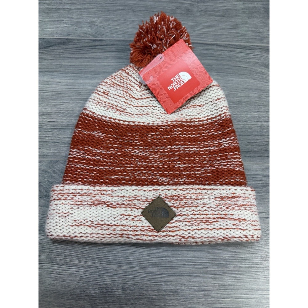 The North Face Grinbriar Beanie Red Clay Pom Outdoor One Size Unisex New Snow